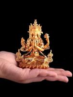 Hengjia Pins Xizang Accesorio chapado en oro Avalokitesvara de cuatro brazos 3 pulgadas - details 5