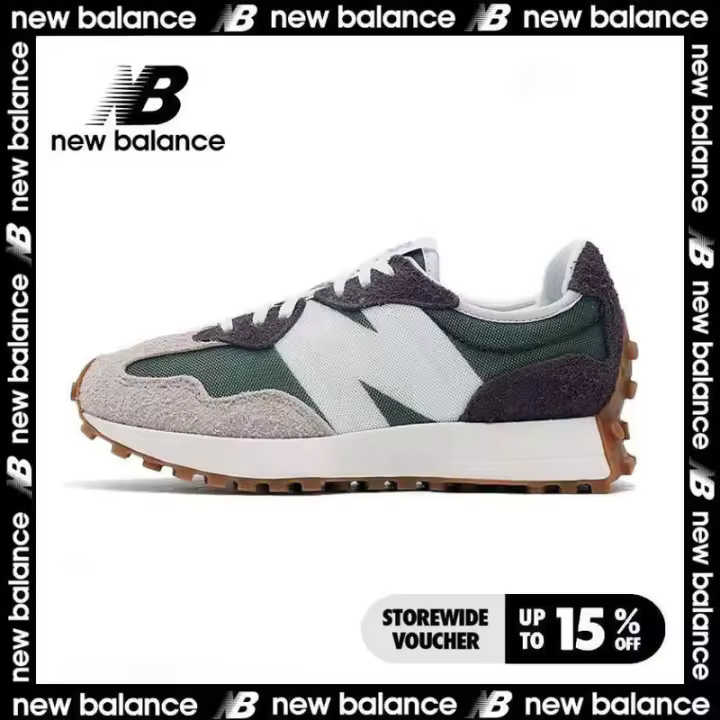 Leten 【 tienda insignia】 NB 327 Pegatinas de pared deportivas informales de color verde grisáceo para hombres y mujeres - 1