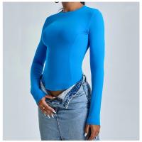 Fishbone Line Camiseta deportiva informal de manga larga para mujer, para Yoga, correr, gimnasio, ajustada, con cuello redondo, Top de entrenamiento - details 15