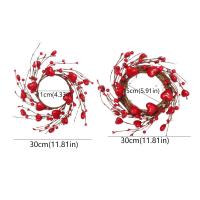 Corona Artificial en forma de corazón de 30cm, candelabro de corazón de baya de espuma romántica, corona roja hecha a mano para el Día de San Valentín, fiesta de boda - details 0