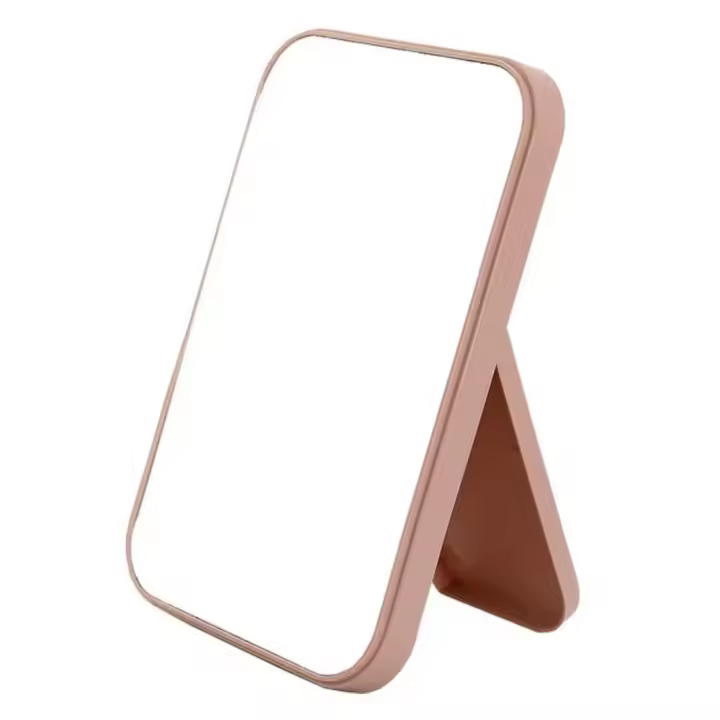 Espejo de maquillaje portátil plegable de escritorio para dormitorio de estudiantes, espejo pequeño de tocador femenino con espejo de princesa - 1