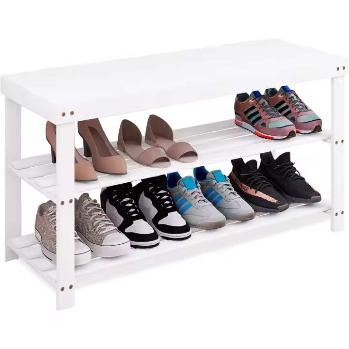 Estante de Bambú para Zapatos Organizador de 3 Niveles para Entrada, Pasillo, Baño, Sala de Estar - 1