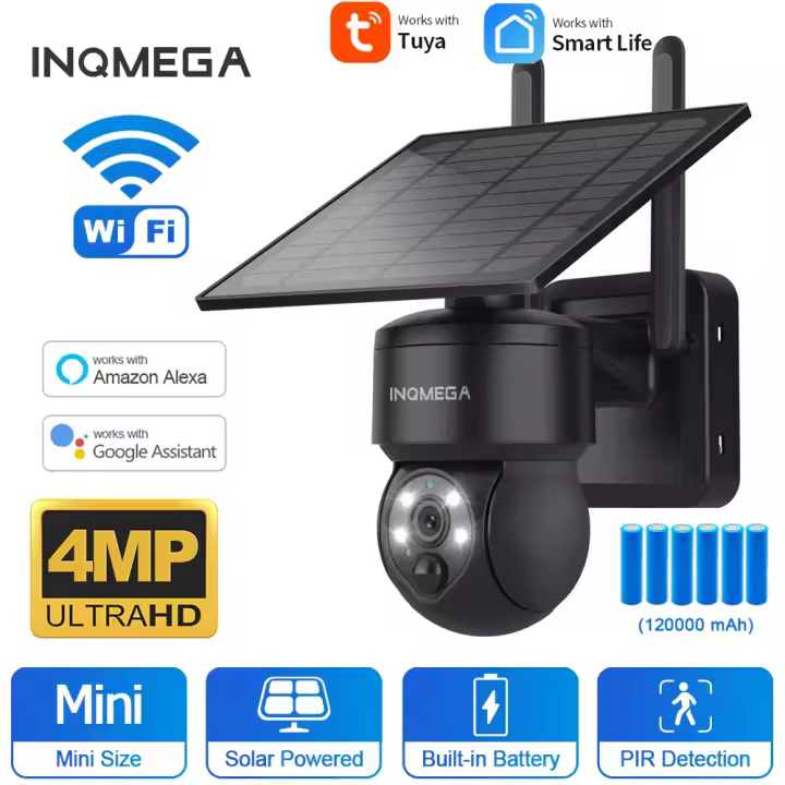 Cámara Solar SHIWOJIA 4MP Seguridad de Vigilancia con Panela Solar Soporte de Cámara de Vídeo para Alexa Google Home Disponible al Aire Libre - 1