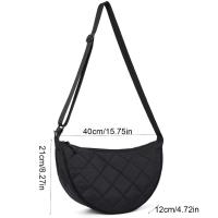 Bolso cruzado portátil a cuadros de Color sólido, correa ajustable acolchada, bolso de media luna, bolso de hombro de nailon acolchado que combina con todo, diario - details 0
