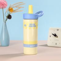 Taza aislada de acero inoxidable portátil de 600ml, taza con pajita de dopamina a prueba de fugas con asa, termo, botella de agua para actividades al aire libre - details 2