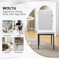 Pack de Sillas de Comedor 4 Piezas, Tapizadas, Resalto Alto, Sillon Morno de Cuero Artificial, Sillas Ergonómicas con Patas de Metal Blanco, EZS23ws-4 - details 0