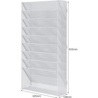 10 Compartimentos Metal Montar A4 Soporte Documentos Pared Oficina Archivador de Pared Organizador Correo Revistas Pared Almacenamiento Archivos Revistero,Blanco - details 1
