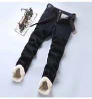 Pantalones vaqueros Sherpa gruesos de lana de invierno para hombre, pantalones vaqueros rectos de terciopelo informales de negocios, pantalones elásticos clásicos de felpa de lana para hombre - details 20