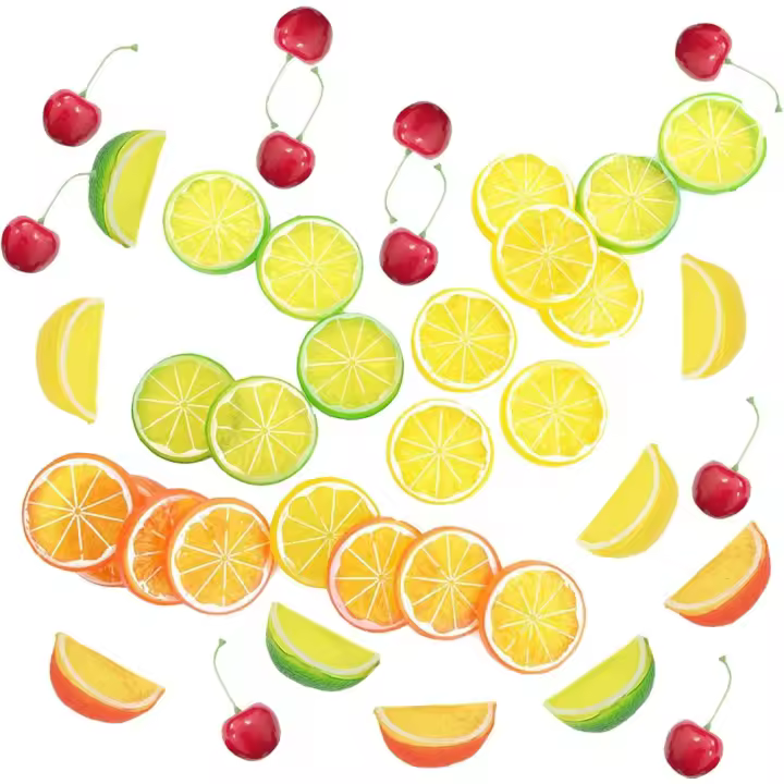 40Pcs Flores Artificiales de Limón Amarillo Bloques para Decoración de Fiestas y Accesorios Fotográficos - 1