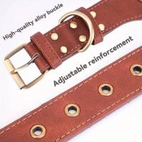 CP640--1Pc perro cuero resistente, Collar de lujo hecho a mano para mascotas con hebilla ustable, uste suave y duradero. - details 2