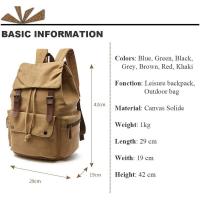 Bolso unisex de gran capacidad para ordenador portátil de lona retro Mochara de Vie (caqui) - details 0