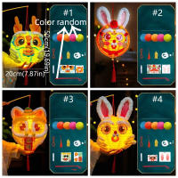 Linterna portátil china de dibujos animados, lámpara de papel de mano de conejo tradicional, bendición, linterna LED hecha a mano, juguetes para guardería - details 0