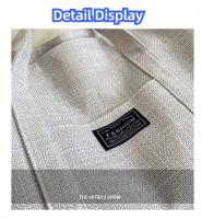 Bolso de mano de tela de cáñamo para mujer, bolso de hombro espacioso, bolso de mensajero versátil con cierre de cremallera, con múltiples bolsillos, para lavar a mano o limpiar en seco - details 1