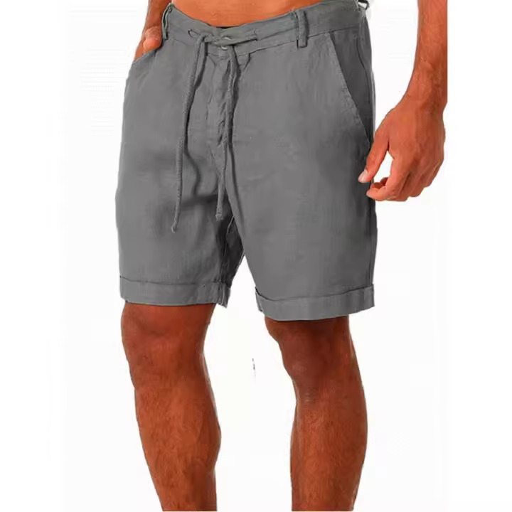 Pantalones cortos de lino para hombre Color sólido, transpirable, estilo callejero Fiess S-3XL Moda masculina - 1
