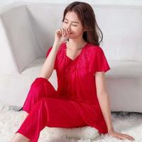 Conjunto de pijama de satén grande 5XL, pijamas cortos, decoración del hogar de mediana edad, pijamas de mujer baratos - details 8