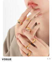Conjunto de anillos de circón brillante geométrico elegante, joyería portátil de acero inoxidable 316L con hoja de arce - details 2