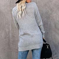 Cárdigan suelto con frente abierto para mujer, manga larga, informal, ligero, suave, suéteres de punto, abrigo con bolsillos - details 4