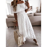 Vestido blanco de verano para mujer, informal, bohemio, hippie, elegante, largo, vestido de fiesta, 2024 - details 0