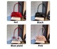 Nuevo bolso de hombro estilo coreano a cuadros, de piel sintética, con lazo dulce, estilo Boston, informal, de color sólido, bolso de mano para mujer, para regalo. - details 4