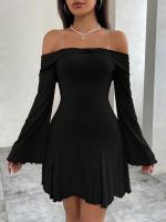 Vestido de mujer con temperamento frío y falda corta delgada - details 1