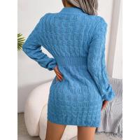 Vestidos de ganchillo para mujer, sexys, atrevidos, ajustados, cortos, de punto, cuello redondo, trenzados, Twist X, otoño e invierno - details 17