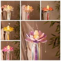 Linternas de flores de loto DIY, paquete de Material brillante, linterna de loto de conejo, linterna luminosa hecha a mano para Festival del Medio Otoño - details 1