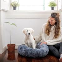 Cama supersuave para perro y gato, cama redonda de felpa larga, Donut, perrera lavable, cómoda, cojín esponjoso, esterilla cálida de invierno - details 2