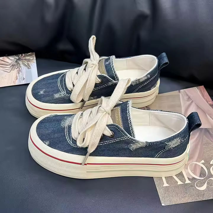 Zapatos de lona de verano para mujer, nuevos zapatos versátiles de la junta de estudiantes, zapatos lavados para mujer - 1