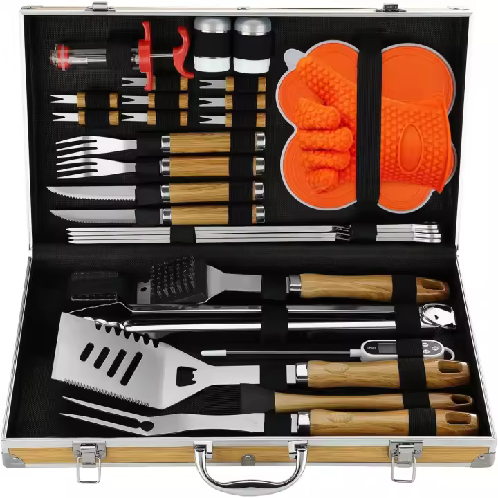 Set Barbacoa de Acero Inoxidable Herramientas Barbacoa Profesional - Utensilios Barbacoa Variado y Completo - para Hombres Mujeres Regalo - 1