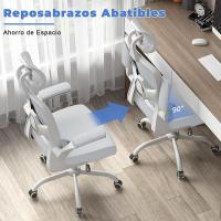 Silla de Escritorio Ergonómica con Soporte Lumbar Altura Ajustable, Reposabrazos Abatible, Para Oficina en Casa Gris - details 2