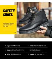 Botas de trabajo negras impermeables y antideslizantes para hombre y mujer, calzado de seguridad antiperforación, calzado deportivo con punta de acero - details 10