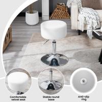 Taburete de Maquillaje Redondo Pequeño Giratorio de Altura Ajustable Taburete Bar Bajo PU para Tocador, Dormitorio, Oficina en Casa y Salón Blanco, BH14ws-1 - details 46