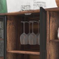 Mueble de Cocina Industrial Buffet Auxiliar con 6 Estantes Abiertos Porta Copas y Estante Ajustable para Bar Comedor 120x40x76 cm Marrón - details 6