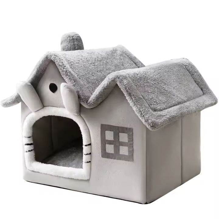 Casa plegable para gatos, cama cálida de invierno para Chihuahua, cesta para gatos para perros pequeños, esterilla suave y cálida para perrera, casa para cachorros, sueño profundo - 1