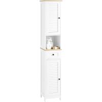 Armario para baño Alto Mueble Columna de Baño Estanterías de Baño con 2 Puertas y 1 Cajón Blanco - details 17