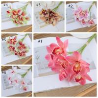 Ramo de orquídeas artificiales de 6 uds., 6 cabezas, tacto Real, ramas de Magnolia hechas a mano, elegantes y realistas flores artificiales de Cymbidium - details 1
