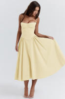 Vestido de mujer sin mangas y hombros, diseño elegante, vestido de corte - details 31