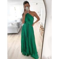 Vestido largo de fiesta suelto para mujer, informal, plisado, con hombros descubiertos - details 6
