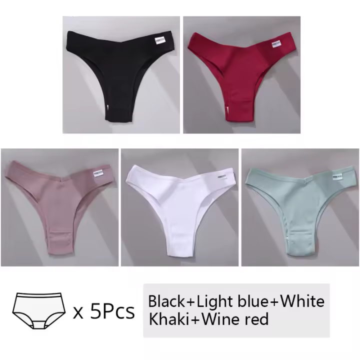 5 unids/set de bragas brasileñas de algodón para mujer, ropa interior femenina con cintura en V, ropa interior cómoda, Bikini con espalda en T de tiro bajo, lencería para niñas, nuevo - 1