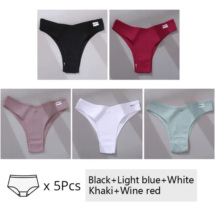5 unids/set de bragas brasileñas de algodón para mujer, ropa interior femenina con cintura en V, ropa interior cómoda, Bikini con espalda en T de tiro bajo, lencería para niñas, nuevo - 1