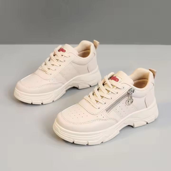 Zapatos Blancos de Moda Otoño-Invierno 2024 Suela Gruesa, Resistente al Desgaste, Versátil con Altura Aumentable para Mujeres - 1