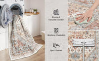 Alfombras de Salón con parte trasera antideslizantes, lavables, alfombra vintage de gran tamaño, resistente a las manchas - details 2