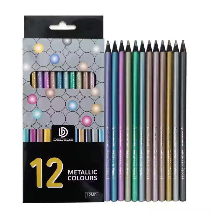 Lápices de colores metálicos para dibujo y pintura negro madera coloreada lápices de boceto para estudiantes de escuela arte graffiti papelería - 1