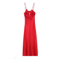 TRAFZA-vestido largo con escote en V para Mujer, prenda sin mangas con cremallera ajustada, pliegues, versátil, verano, 2024 - details 7