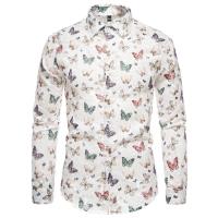 Camisa à manches longues imprimée papillon pour hommes, nuevo diseño de modo, lujo, chemises à pampilles 3D, fête décontractée, chemises de boîte de nuit, scène, printemps - details 1