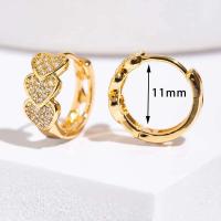 Pendientes chapados en oro con forma de corazón de circonio de acero inoxidable para mujer, regalo de joyería 2024 - details 2