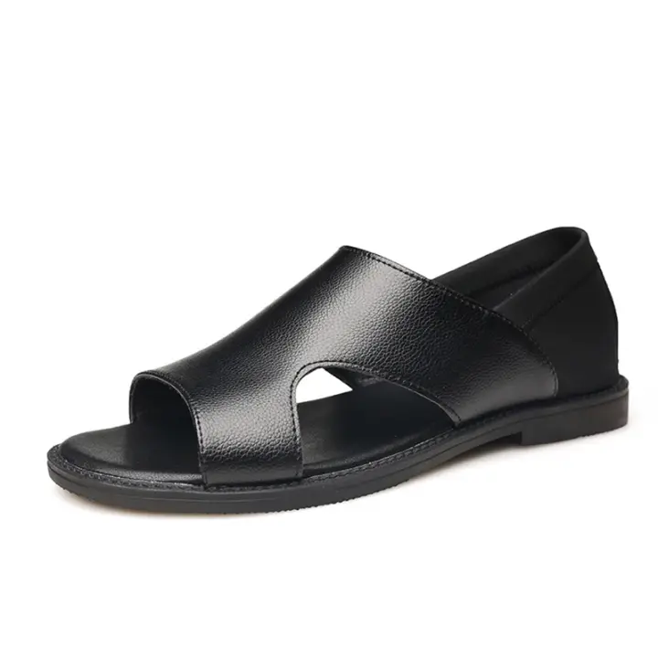 Sandalias antideslizantes para hombre, chanclas informales de cuero, cómodas, para la playa, para exteriores, para verano, 2024 - 1
