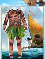 Disfraz de tatuaje de Moana Maui, camiseta para hombre y adulto, pantalones y cinturón de hoja, traje completo, disfraz de Hallo - details 1