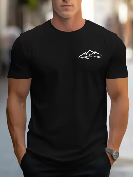 Camiseta de malla con cuello redondo y manga corta para hombre - 1