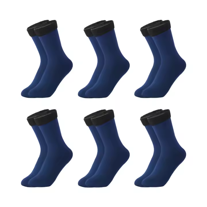 Calcetines gruesos y cálidos de cuero negro para hombre y mujer, terciopelo, nailon, suave, forro polar, nieve, invierno, 6 pares d6c - 1